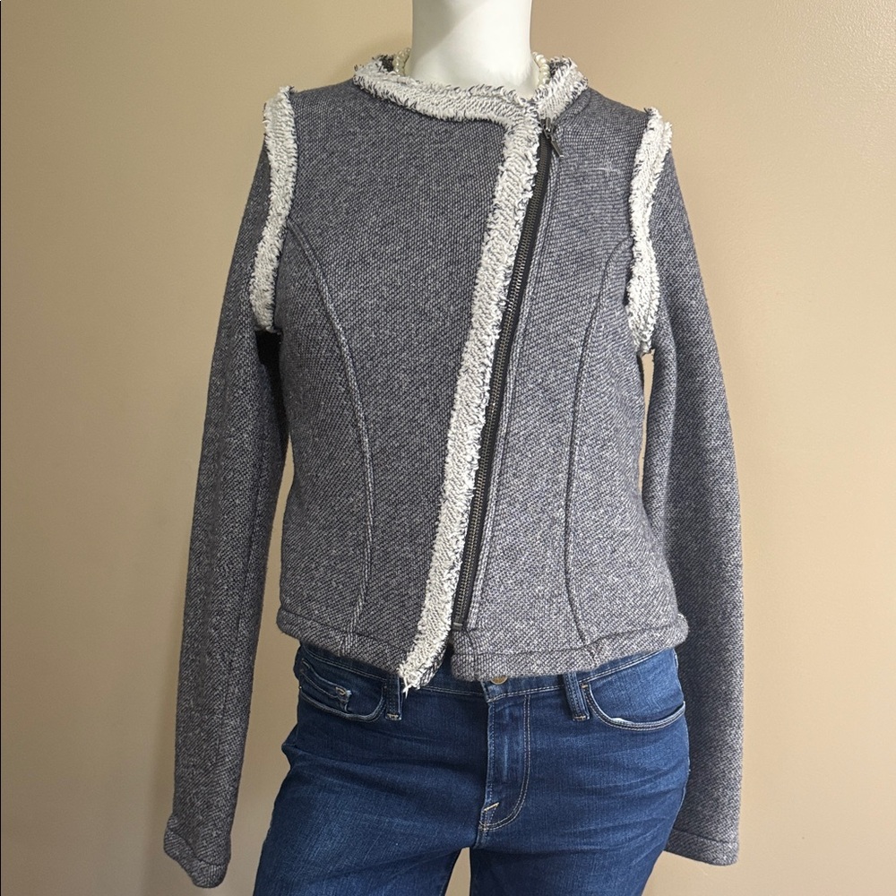 GAP Women's Gray Blazer with White Fringe